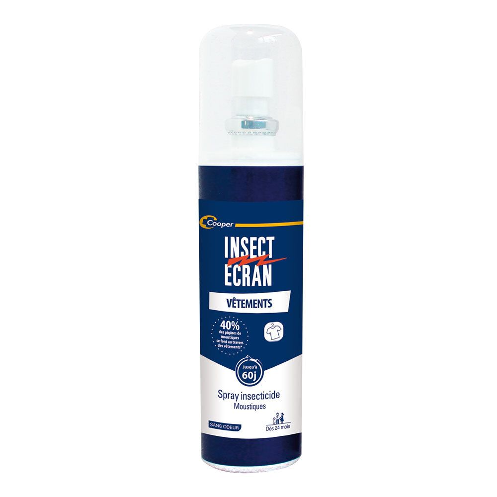 INSECT ECRAN - Spray vêtements insecticide - protection contre les piqûres de moustiques - dès 24 mois - 100 ml 100 ml Spray