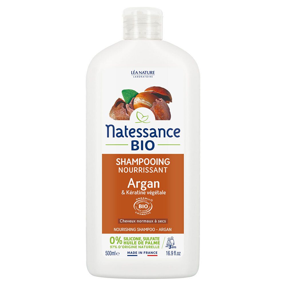 Natessance Shampooing Nourrissant Réparateur Argan et Kératine Végétale 500 ml Shampooing