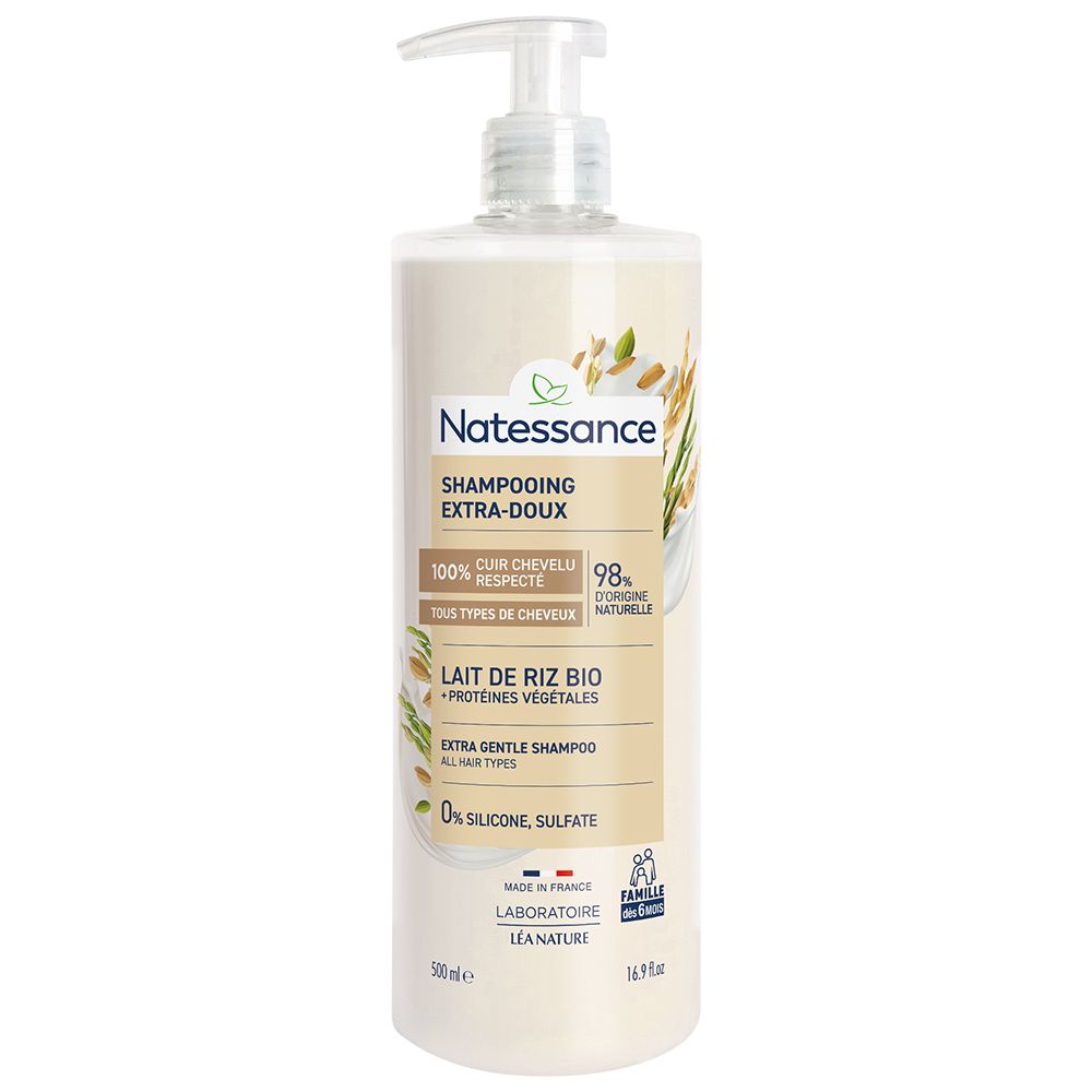 Natessance Shampooing Extra-Doux Lait De Riz Bio 90 Pc(S)