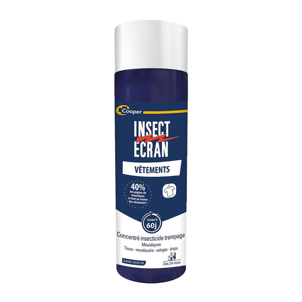 INSECT ECRAN - Trempage vêtements et tissus Solution insecticide Protection contre les piqûres de moustiques Dès 24 mois 200 ml Fluide