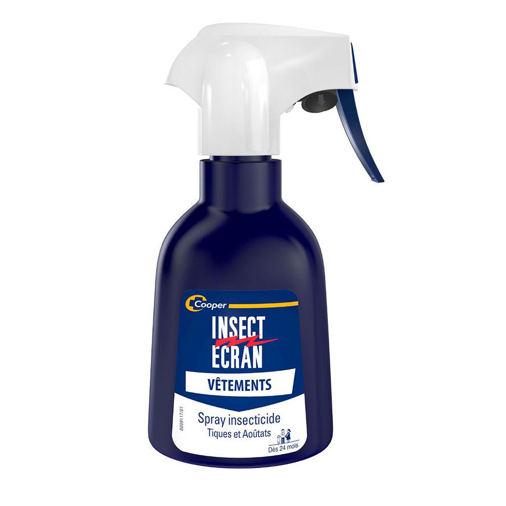 INSECT ECRAN - Spray vêtements insecticide - protection contre les morsures de tiques & piqûres d'aoûtats - dès 24 mois - 200 ml 200 ml Spray