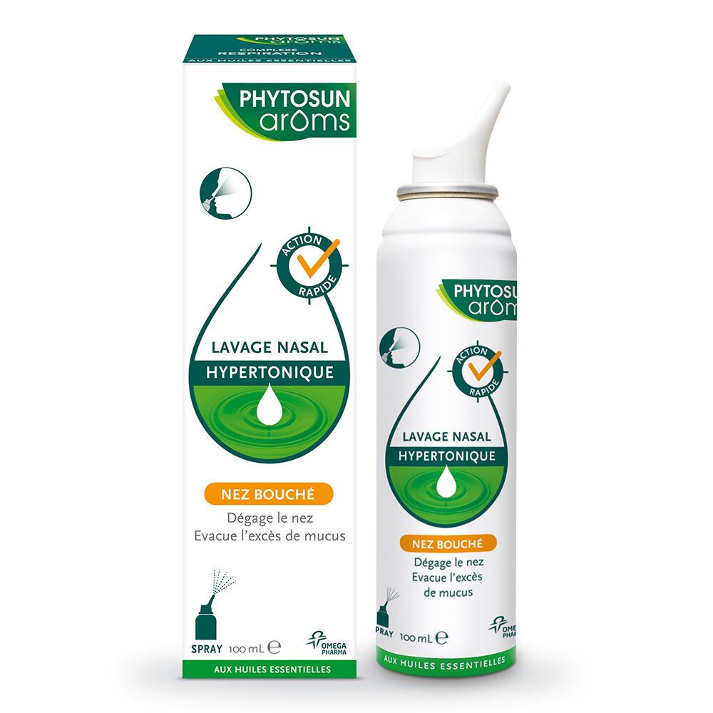 PHYTOSUN AROMS - Lavage Nasal Hypertonique - aux Huiles Essentielles - Nez Bouché - 100 ml 100 ml Spray