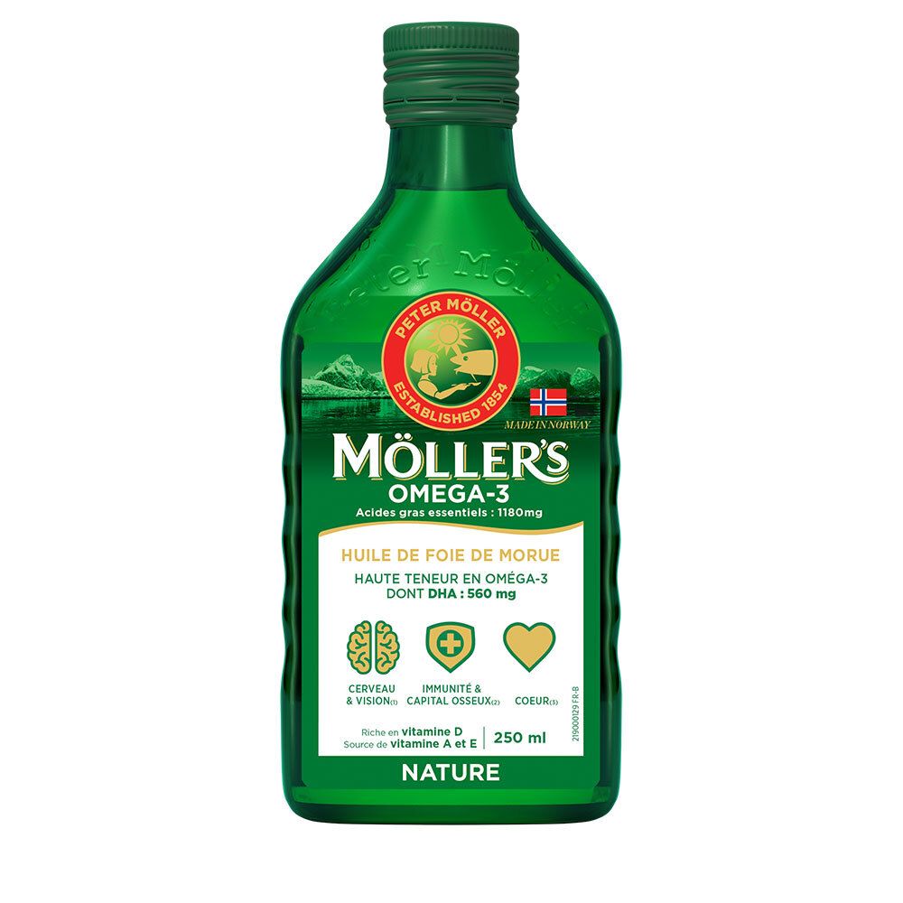 Möller’s - Oméga-3 Huile de foie de morue sans arome 250 ml Huile