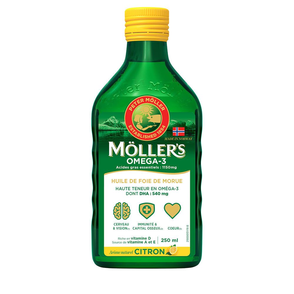 Möller’s - Oméga-3 Huile de foie de morue arome naturel citron 250 ml Huile