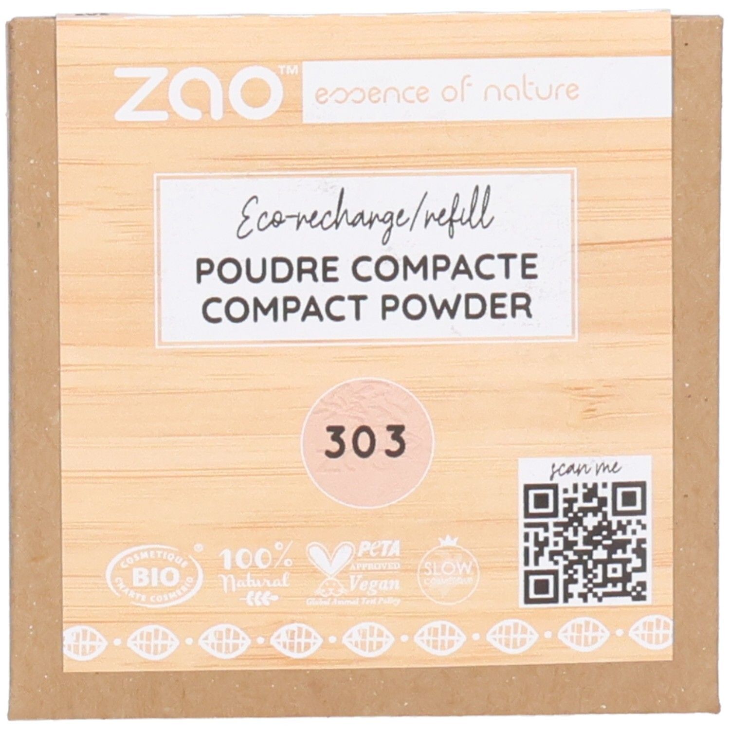 ZAO Recharge Poudre compacte 303 Beige abricot 9 g Poudre