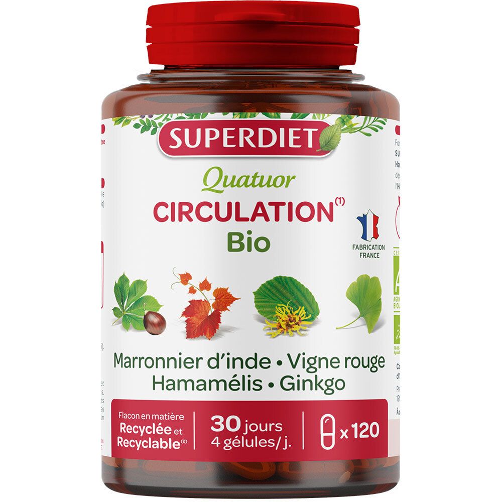 SUPERDIET Quatuor Marronnier d’Inde - Vigne rouge Hamamélis Ginkgo Capsule(S) 120 pc(s)