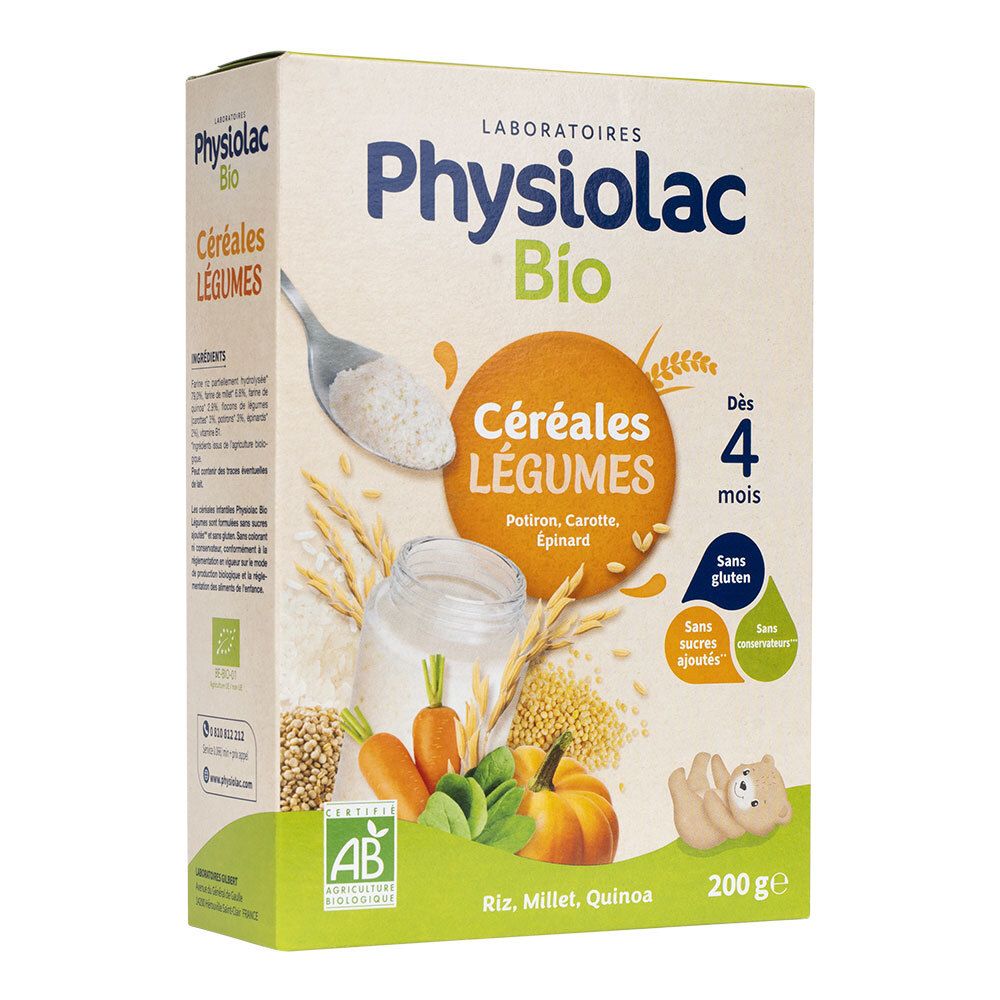 Physiolac Bio Céréales Légumes Dès 6 mois 200 g Muesli