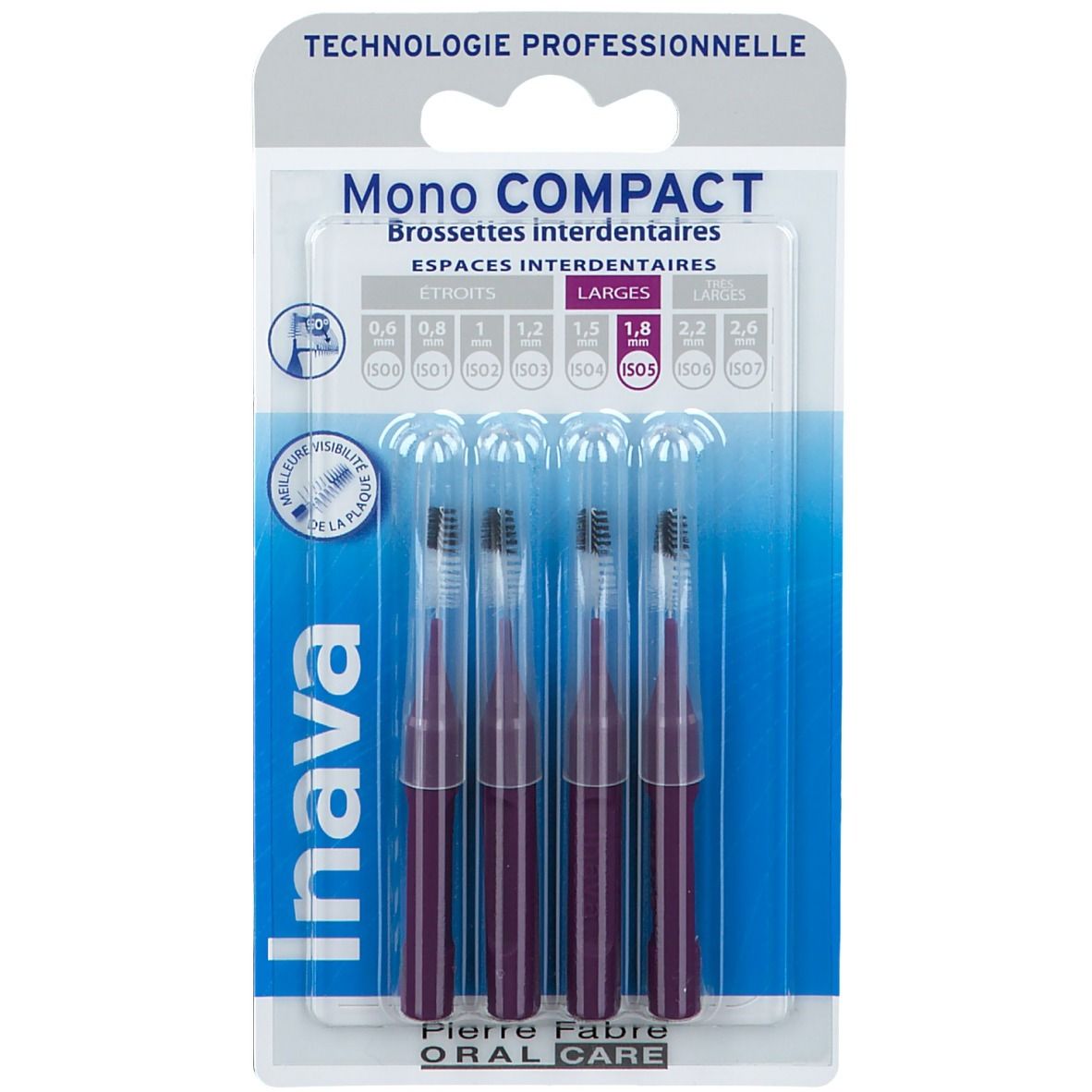 Inava Mono Compact Brossettes interdentaires Large Violet 4 pc(s) Brosse(S) À Dents