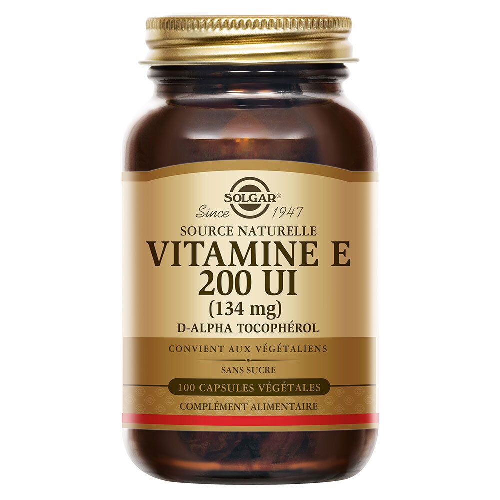 Solgar Vitamine E 200 UI - 134 mg- Antioxydant - Beauté - Stress Oxydatif - 50 capsules végétales 50 pc(s) Capsule(S) Douce(S)