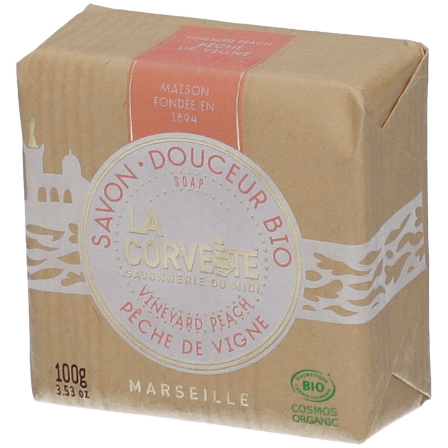 La Corvette Savon Douceur Bio Pêche De Vigne 100 G