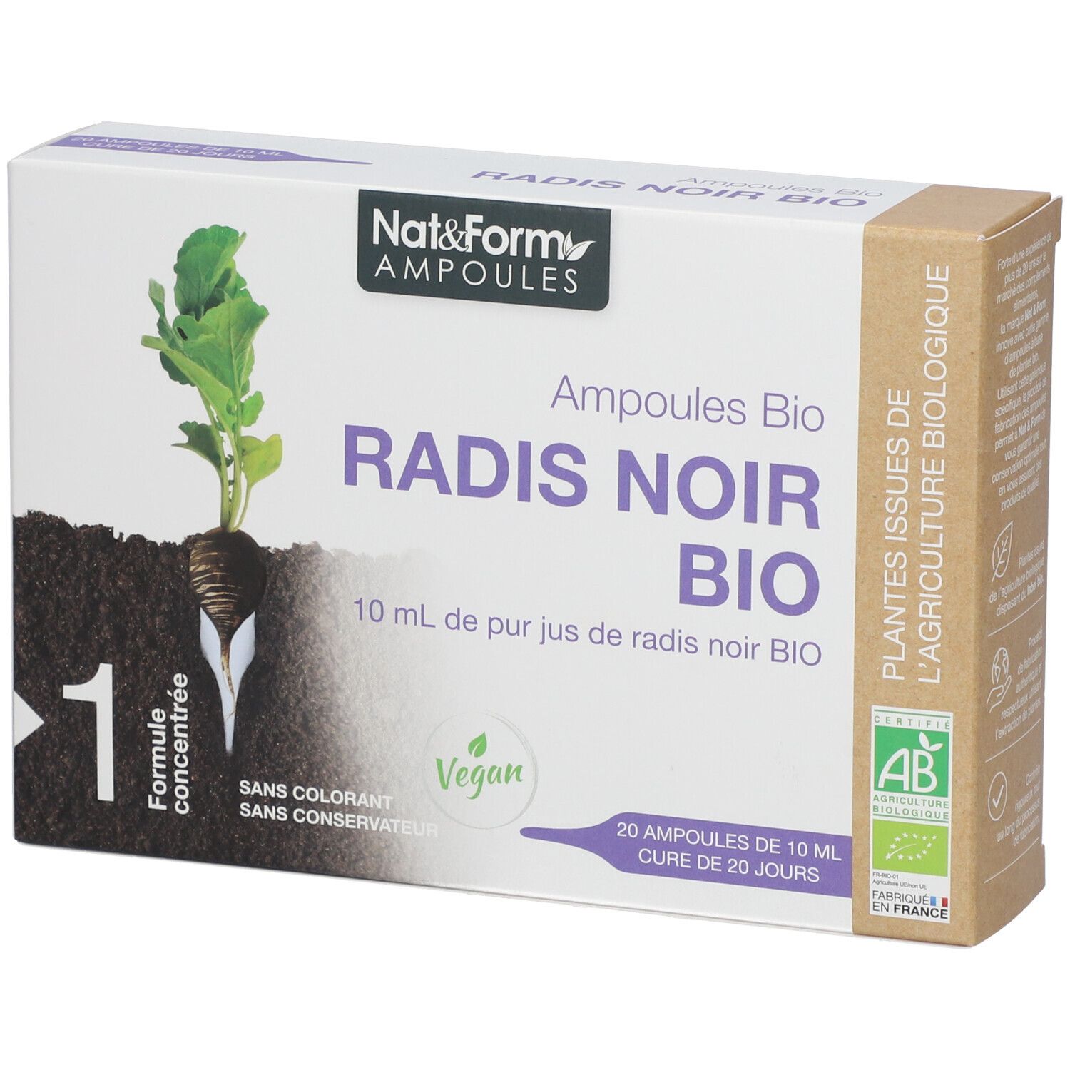 Nat & Form Ampoules Radis noir Bio 200 ml Ampoule(S) Buvable(S)