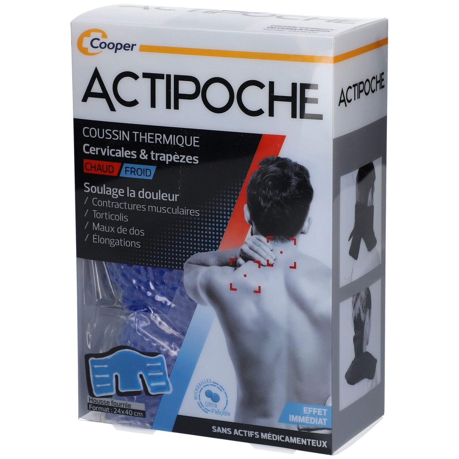 ACTIPOCHE - Coussin thermique - Thermothérapie - Contractures musculaires et douleurs articulaires - Cervicales et trapèzes - Microbilles - 1 unité 1 