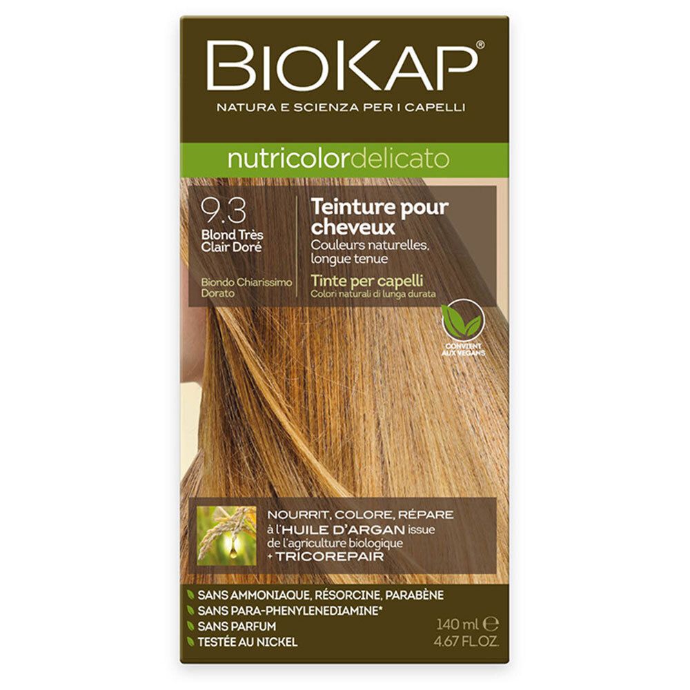 BIOKAP Nutricolor Delicato Teinture pour Cheveux 9.3 Blond très Clair Doré Crème 140 ml
