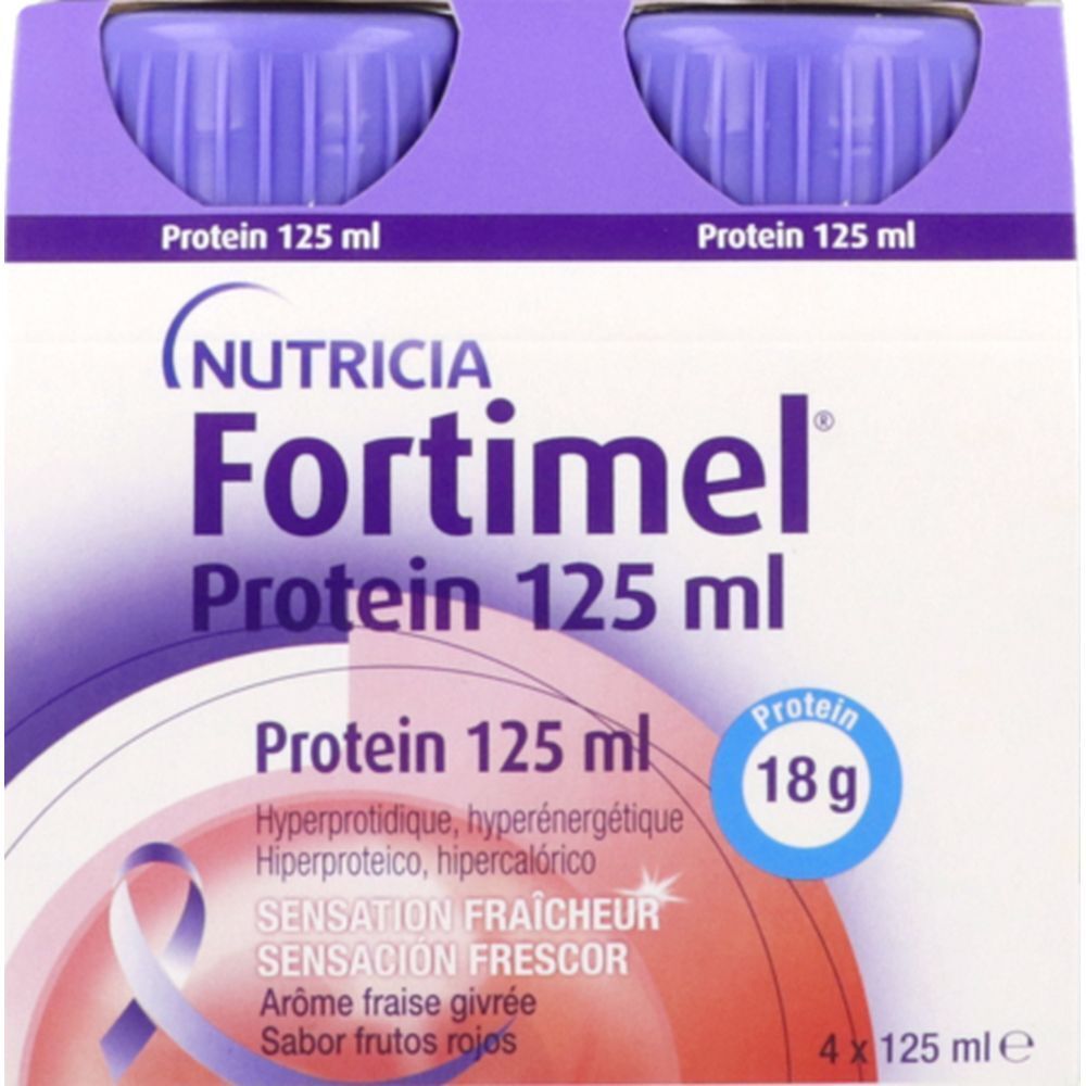 Fortimel Protein Sensation, DADFMS, arôme fraise givrée, 125 ml x 4 500 ml fluide
