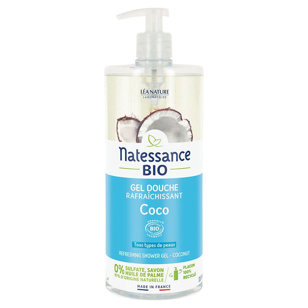Natessance Gel Douche à l'Eau de Coco Certifié Bio pH Physiologique 1000 ml Gel(S)