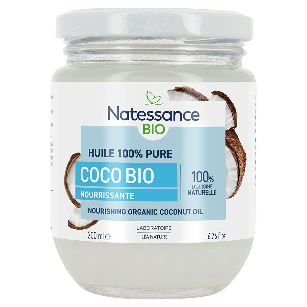 Natessance Huile De Coco Bio 100 % Pure Pressée À Froid 200 Ml