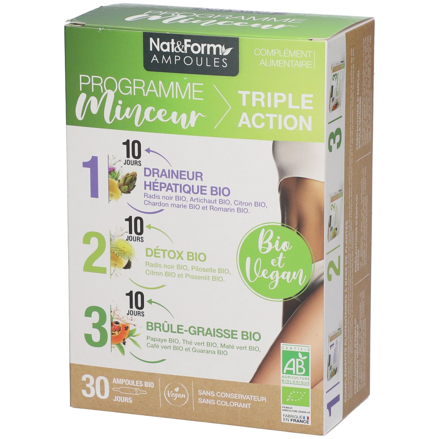 Nat & Form Ampoules Programme minceur Bio 300 ml Ampoule(S) Buvable(S)