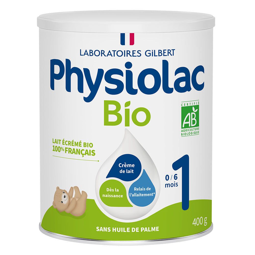 Physiolac Bio 1 Lait pour nourrissons 1er âge 400 g Poudre