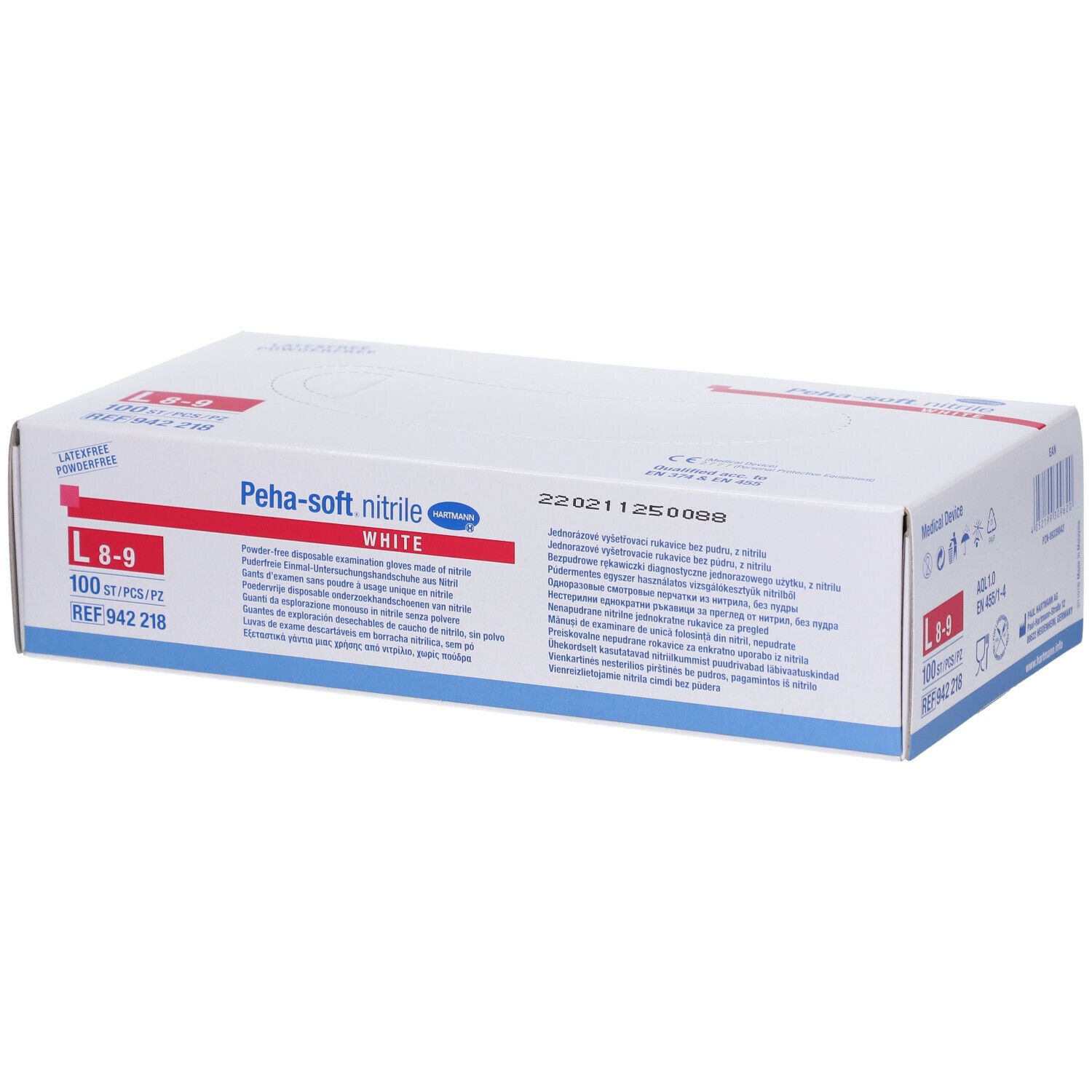 Hartmann Peha-soft® nitrile white Gants d'examen non stériles poudré Taille L 8 - 9 Gant(S) 100 pc(s)