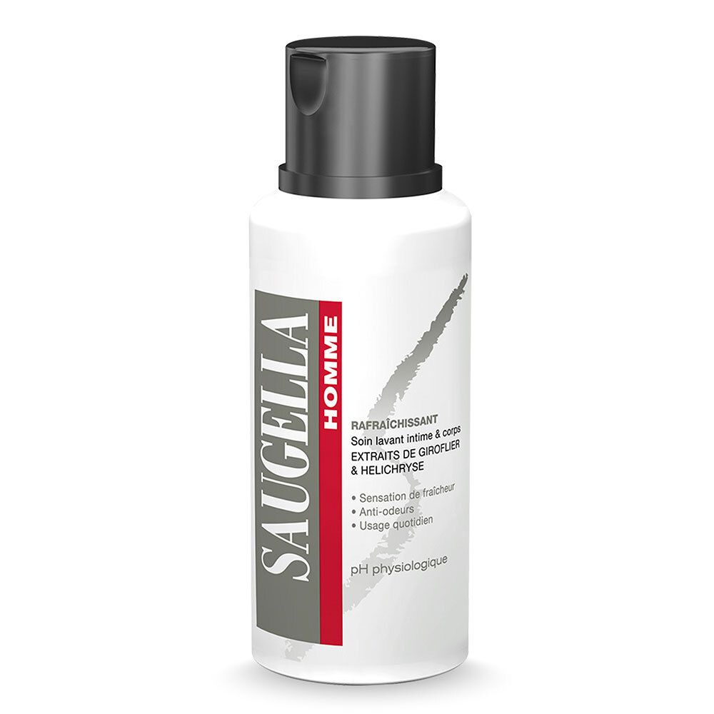 Saugella - Homme – Soin Lavant Intime & Corps spécial hygiène masculine – Lutte contre les Odeurs Indésirables - Hélichryse et giroflier – 200ml 200 