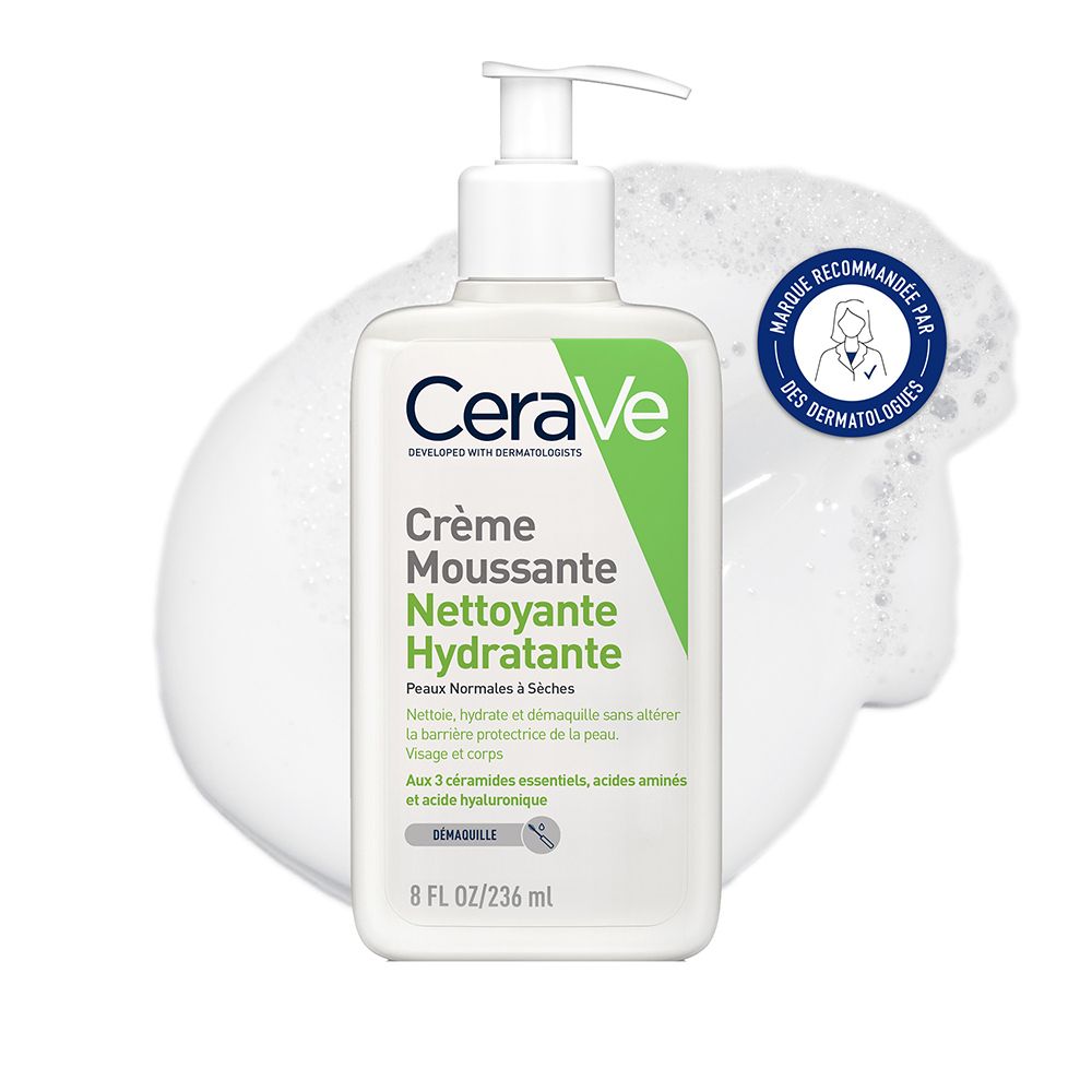 CeraVe Crème Moussante Nettoyante Hydratante Visage pour les Peaux Normales à Sèches 236ml 236 ml Crème
