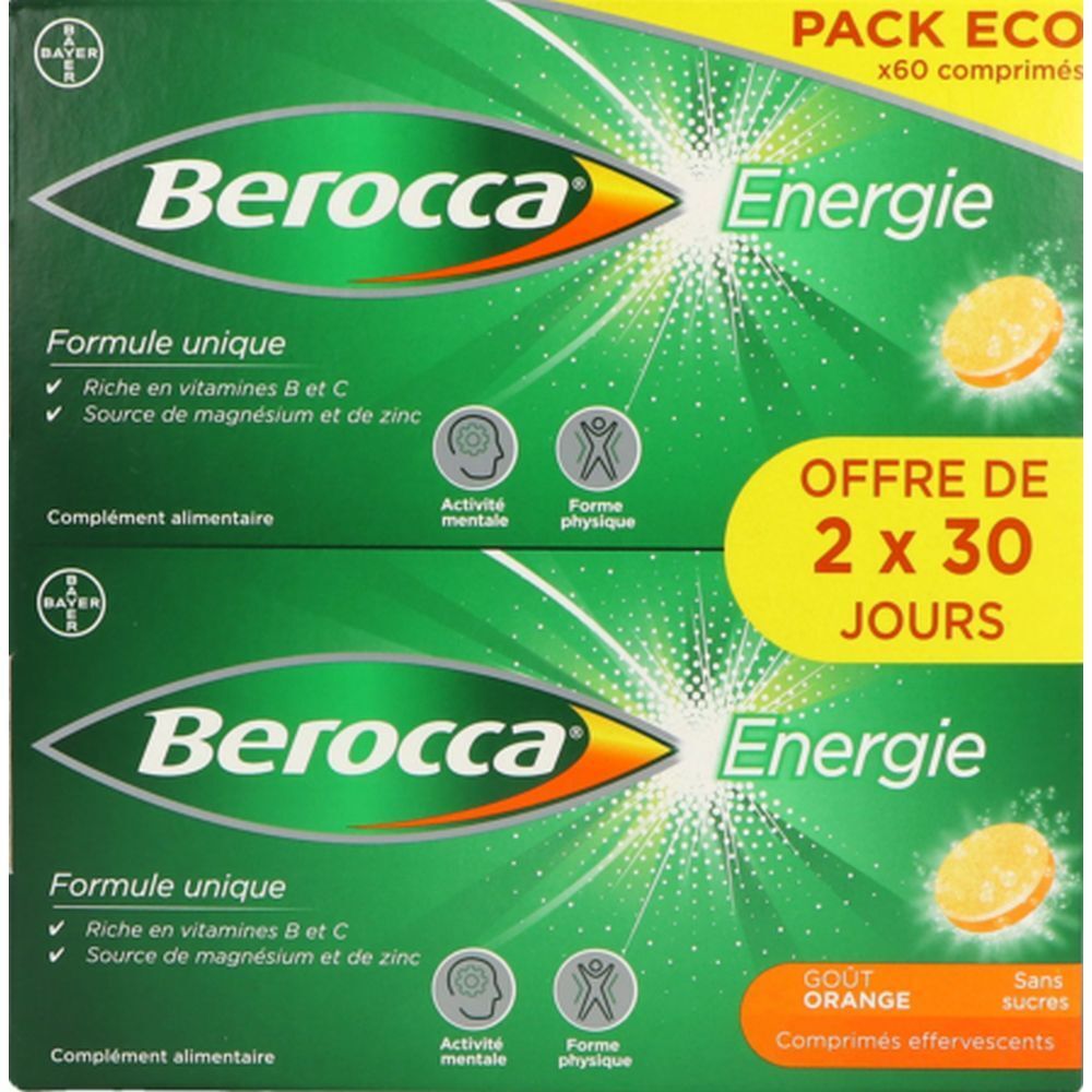 Berocca Energie Orange Multivitamines Et Minéraux Aide À Réduire La Fatigue Comprimés Effervescents 60 Pc(S) Enfants