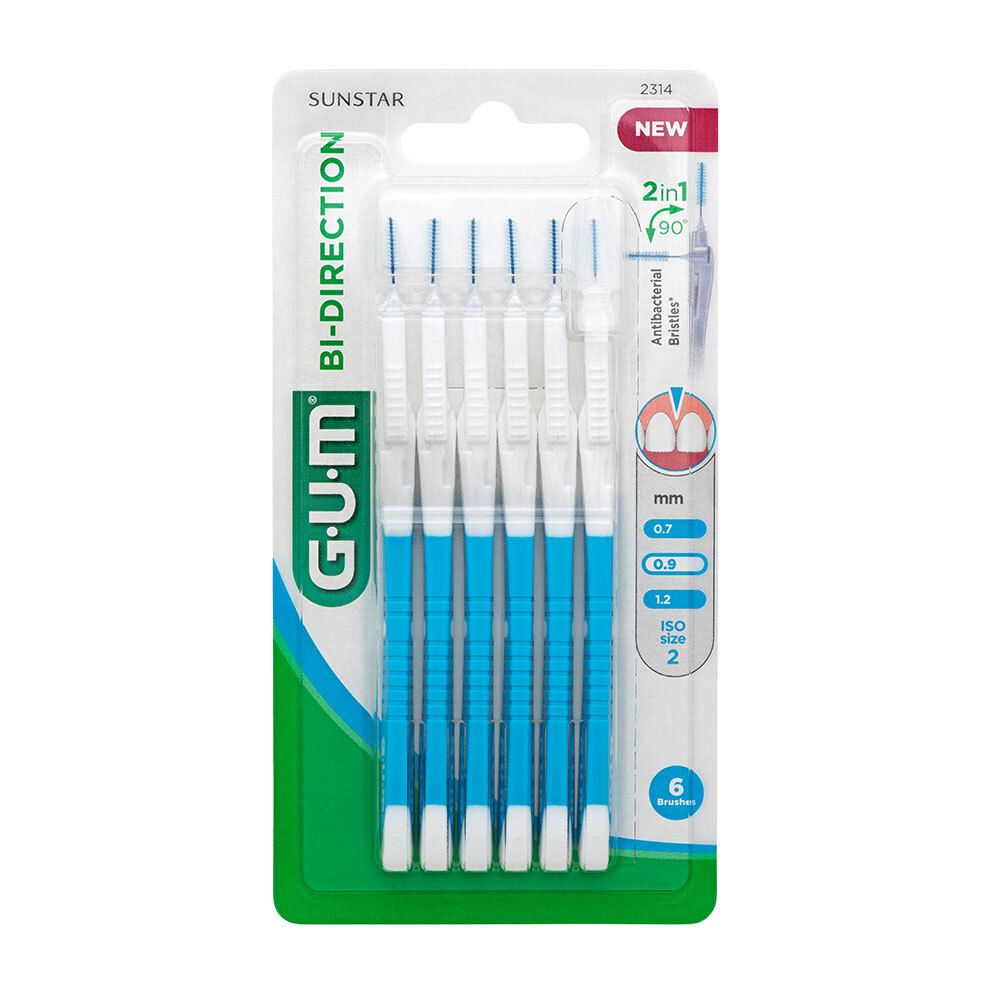 Gum ​Gum® Bi-Direction, Brossette Interdentaire Conique Fine 0,9 Mm Brosse(S) À Dents 6 Pc(S)
