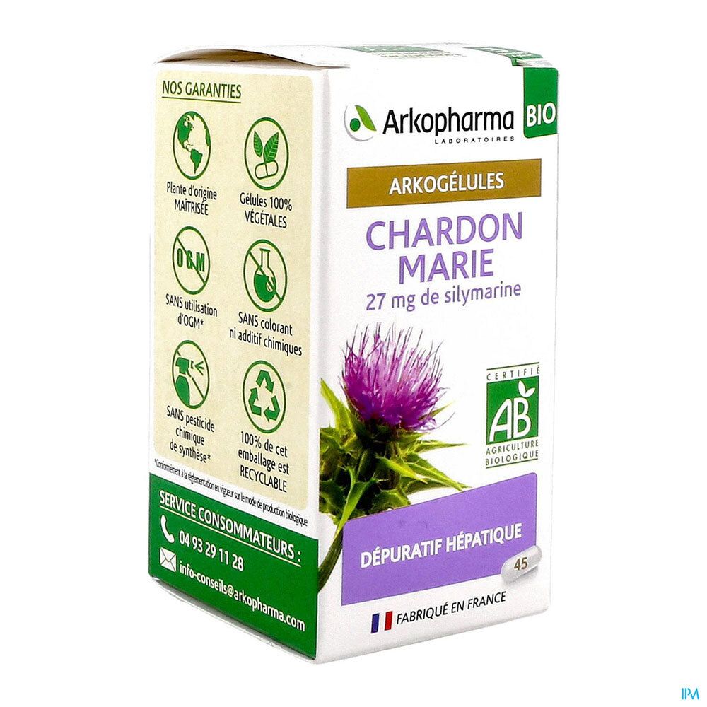 Arkopharma Arkogélules Chardon Marie Bio Dépuratif Hépatique 45 Gélules - Image 3