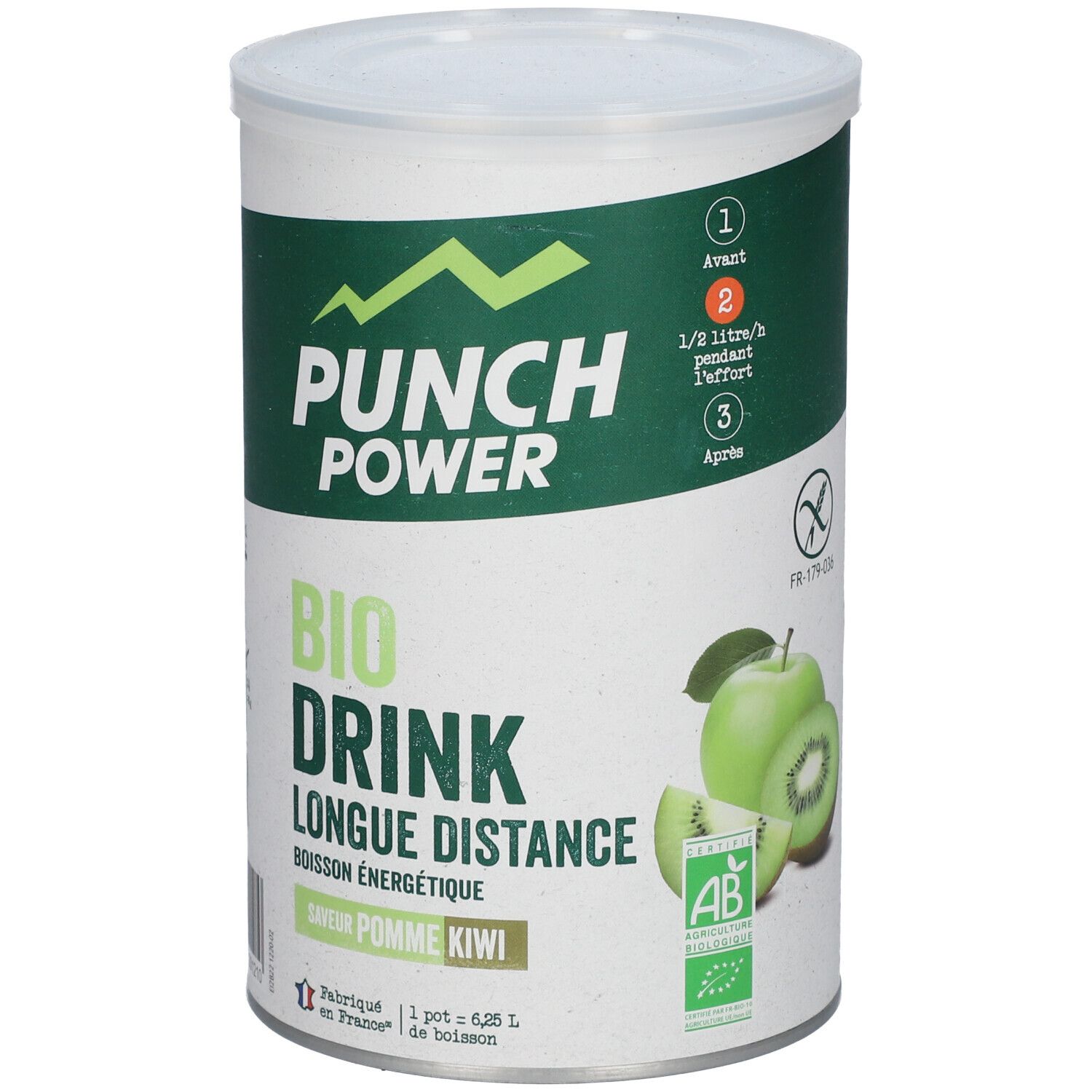 PUNCH POWER Biodrink Longue distance saveur Pomme Kiwi 500 g Poudre