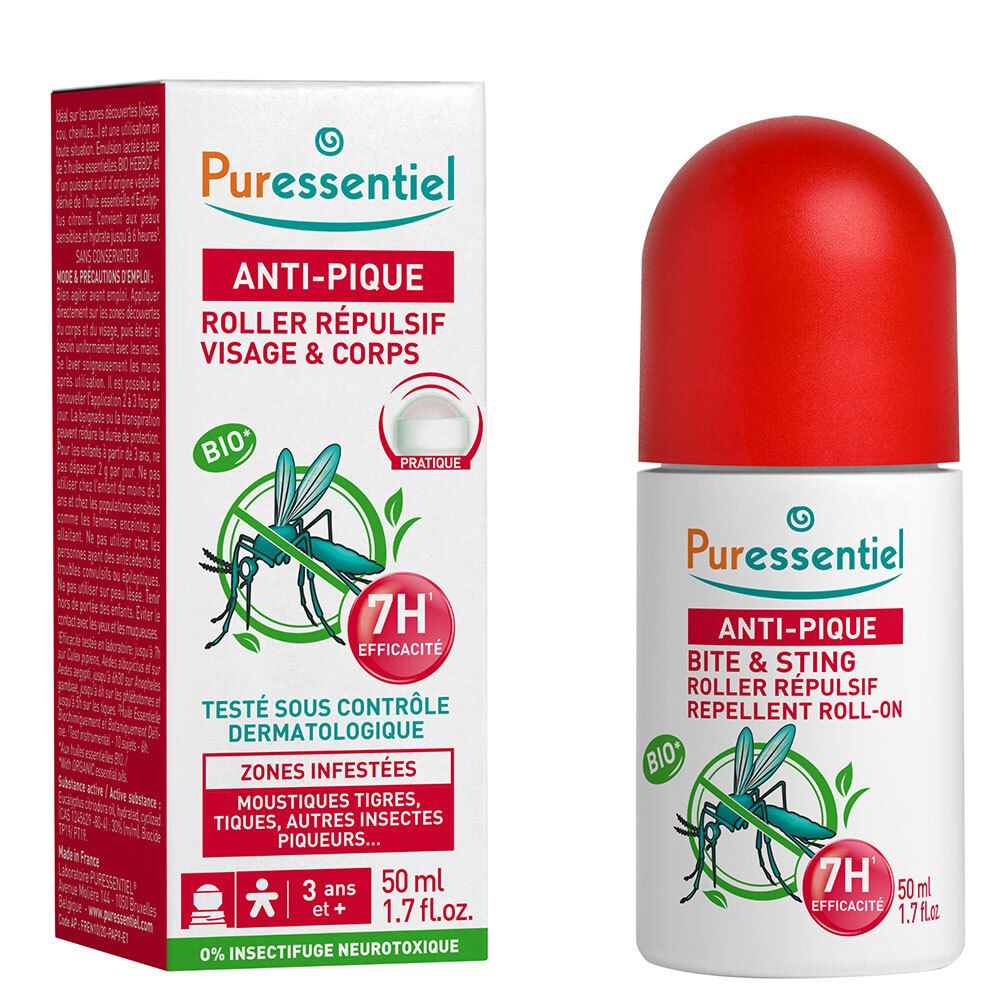 Puressentiel Anti-Pique Roller Répulsif Visage & Corps 50 ml Rouleau