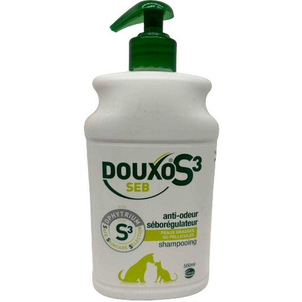 DOUXO S3 SEB Shampooing anti-odeur et séborégulateur , pour chiens et chats avec des pellicules, poils gras et mauvaises odeurs pour chiens et
