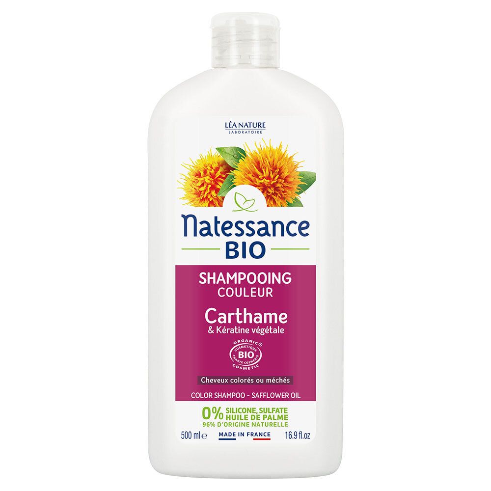 Natessance Shampooing Couleur Bio Carthame et Kératine Végétale Cheveux Colorés 500 ml Shampooing