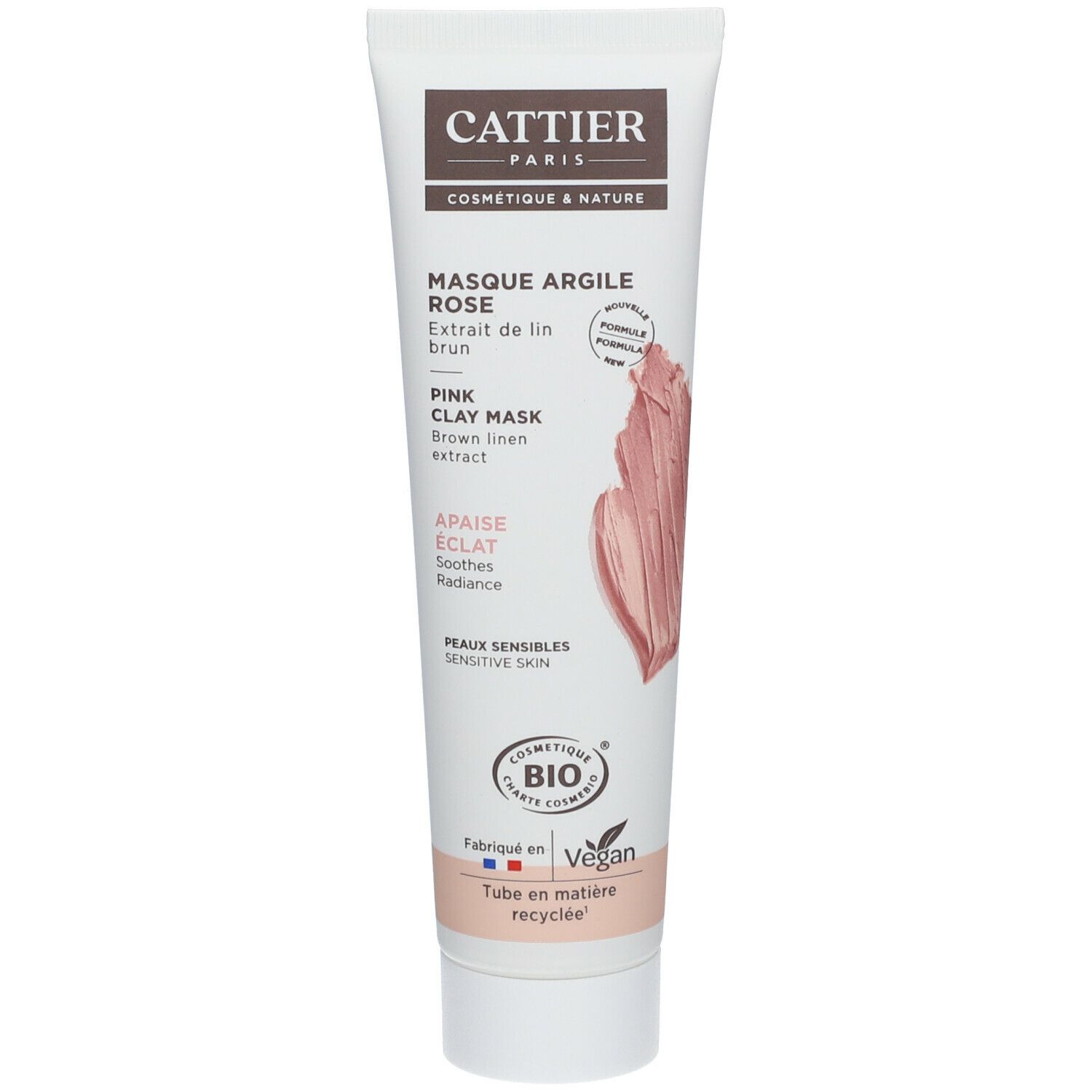 Cattier Rose Argile Masque Visage Extrait De Lin Peaux Sensibles Bio 100Ml - Image 3