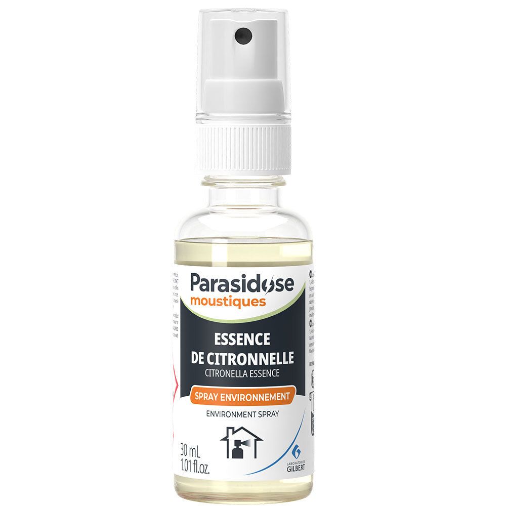 Parasidose Moustiques Spray Environnement Essence de citronnelle 30 ml Liquide