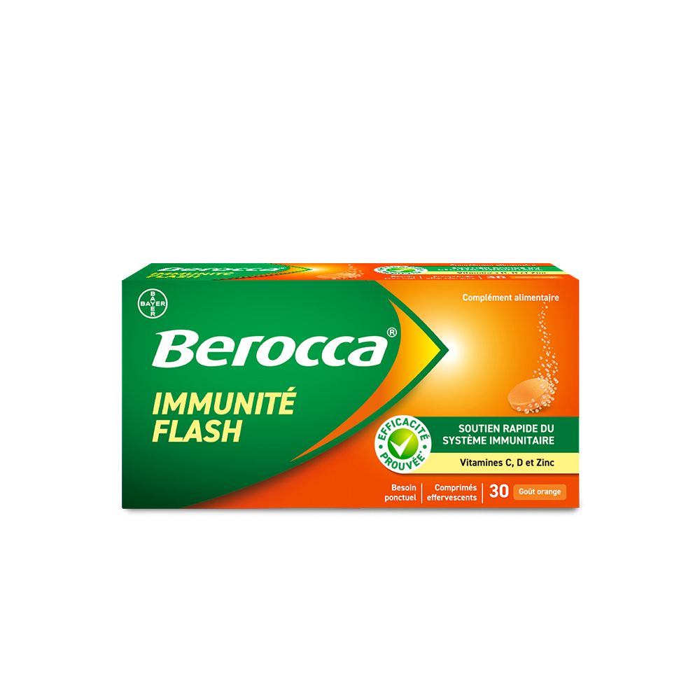 Berocca Immunité Flash Soutient Le Système Immunitaire Comprimés Effervescents 30 Pc(S) Enfants