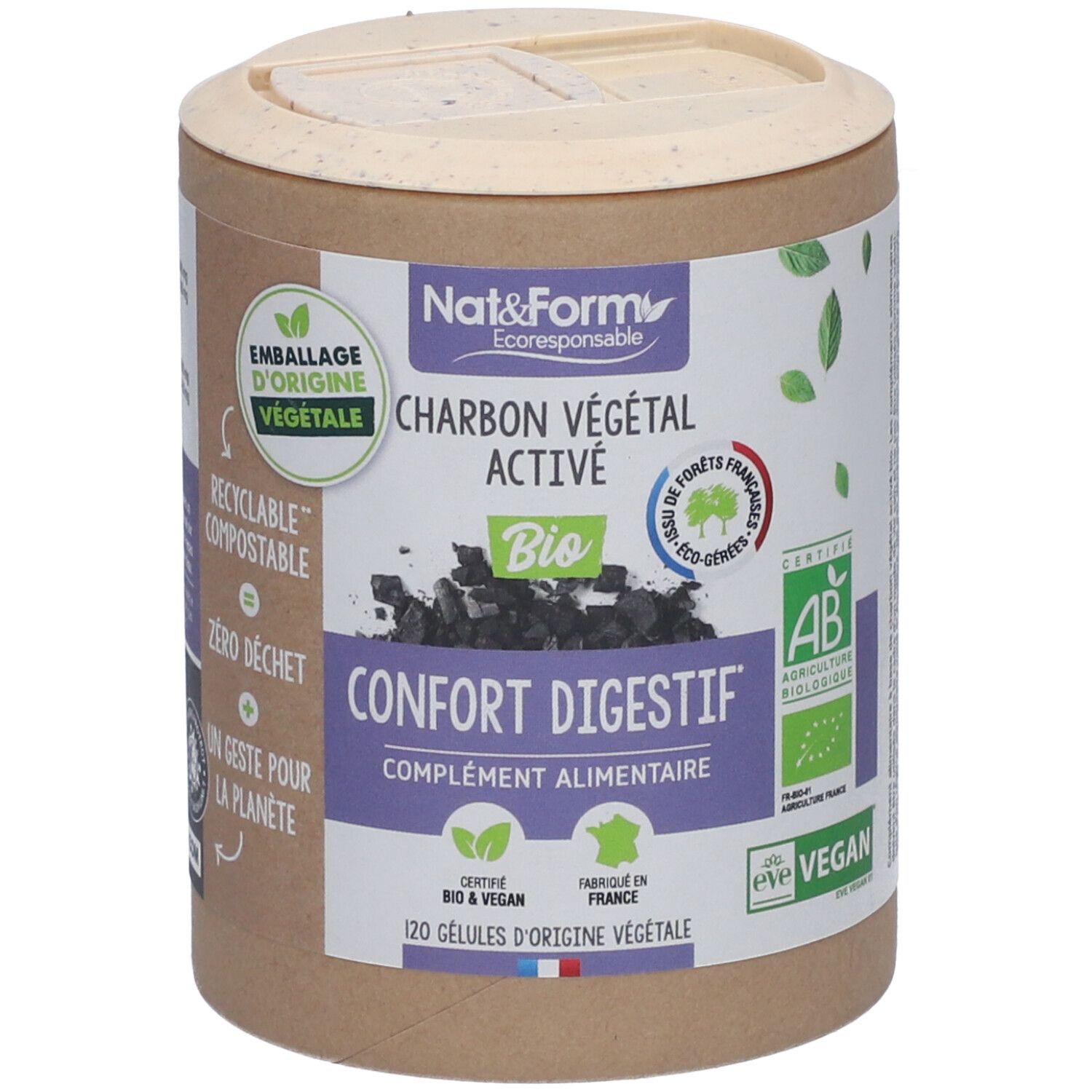 Nat&Form Charbon végétal activé en gélules 120 pc(s) Capsule(S)