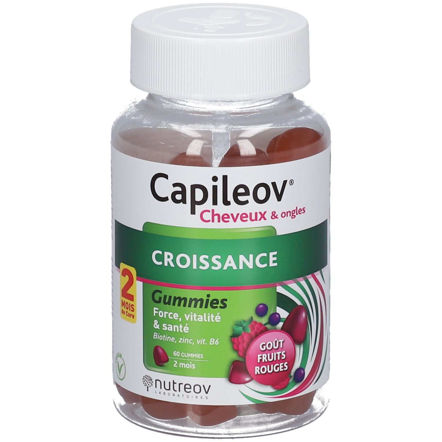Nutreov Capileov Cheveux & Ongles Croissance Goût Fruits Rouges 60 Gummies - Image 3