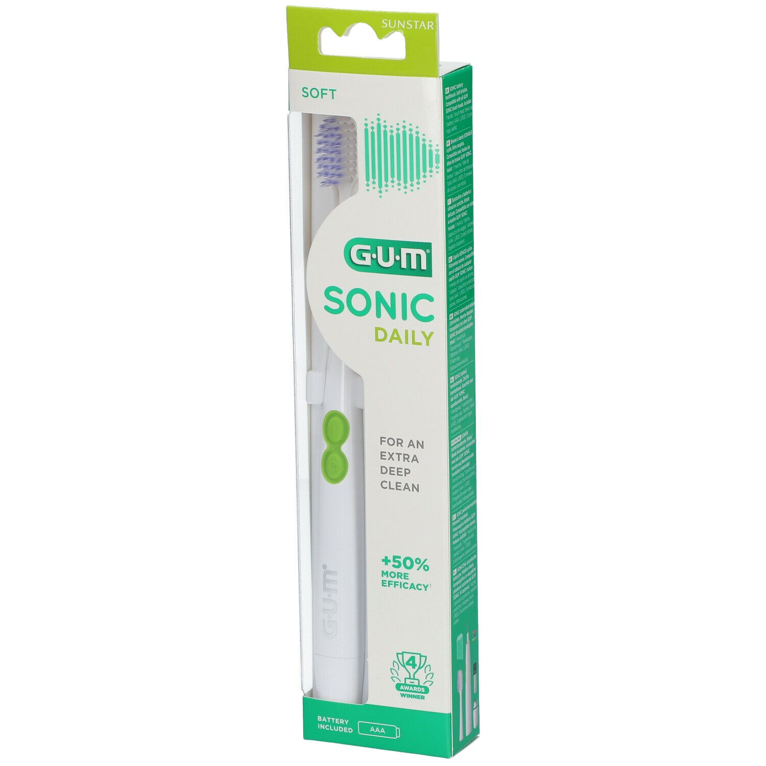 GUM® SONIC DAILY WHITE 4100 Brosse à dents électrique pile Brosse(S) À Dents 1 pc(s)