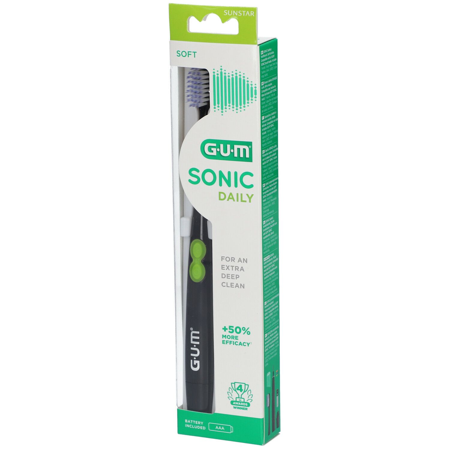 GUM® SONIC DAILY BLACK 4100 Brosse à dents électrique pile Brosse(S) À Dents 1 pc(s)
