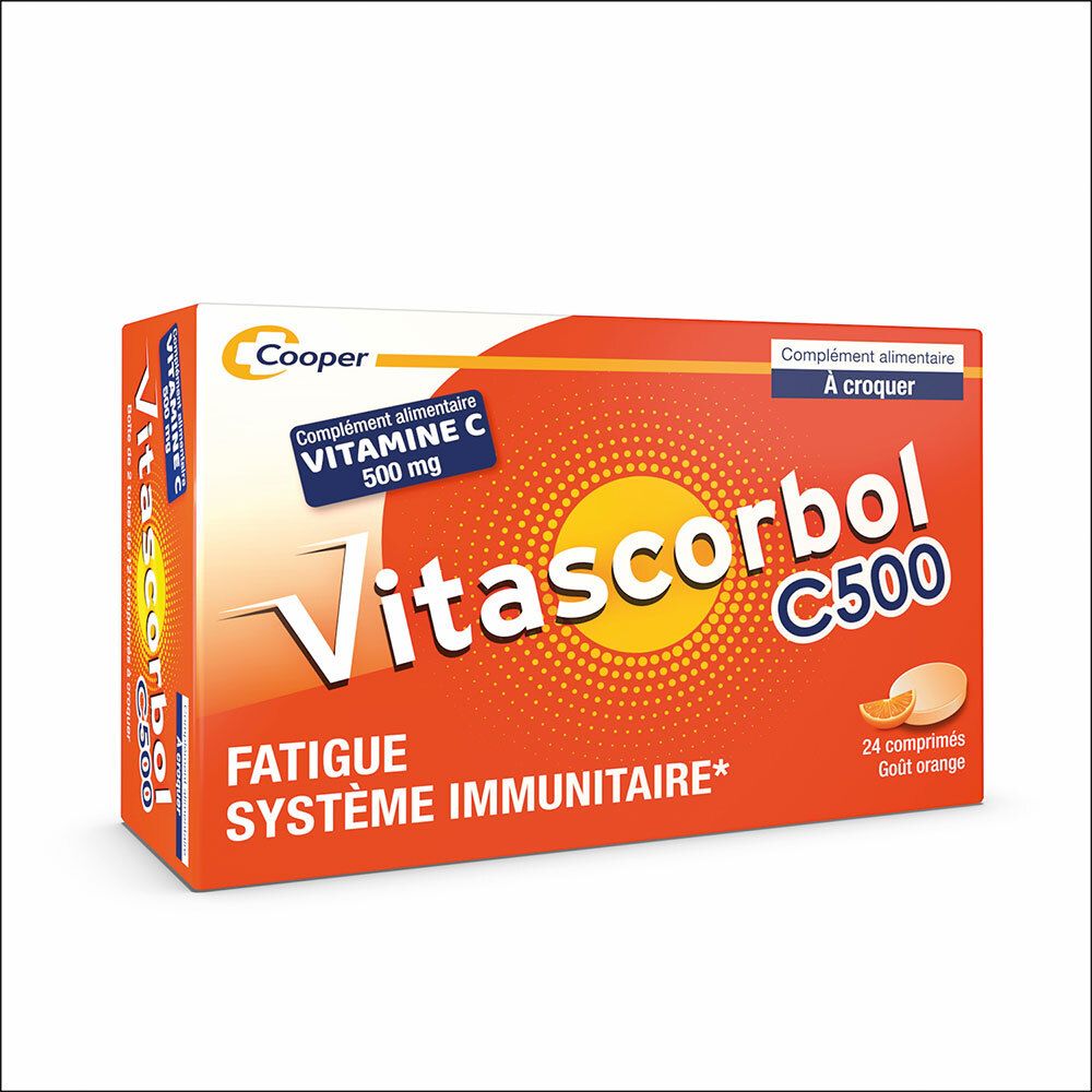 Vitascorbol - Complément Alimentaire À Base De Vitamine C 500 Mg Fatigue Et Système Immunitaire Programme 24 Jours Comprimés Croquer Comprimé(S) Pc(S) - Image 1