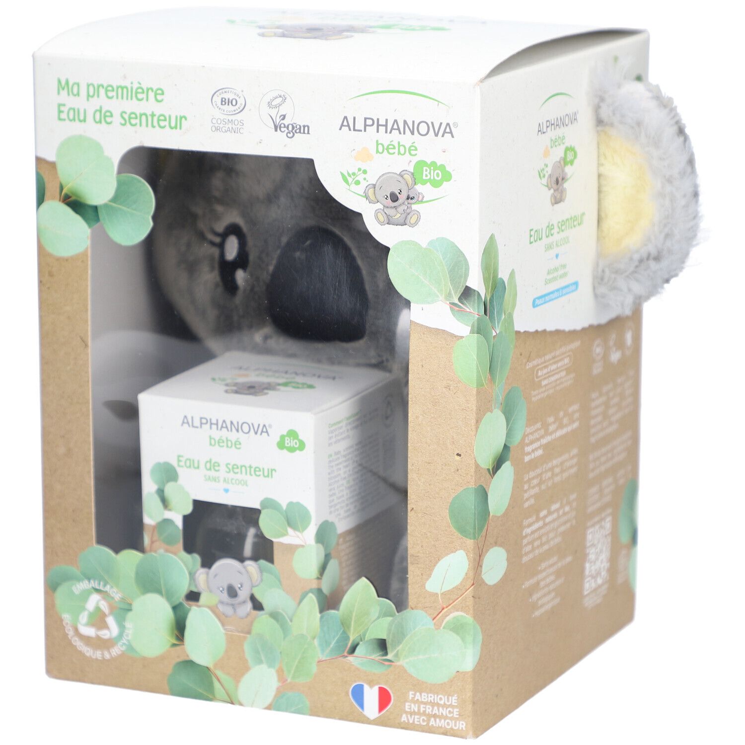Alphanova Bébé Coffret Ma Première Eau de Senteur Bio 50ml + Peluche Crème 50 ml