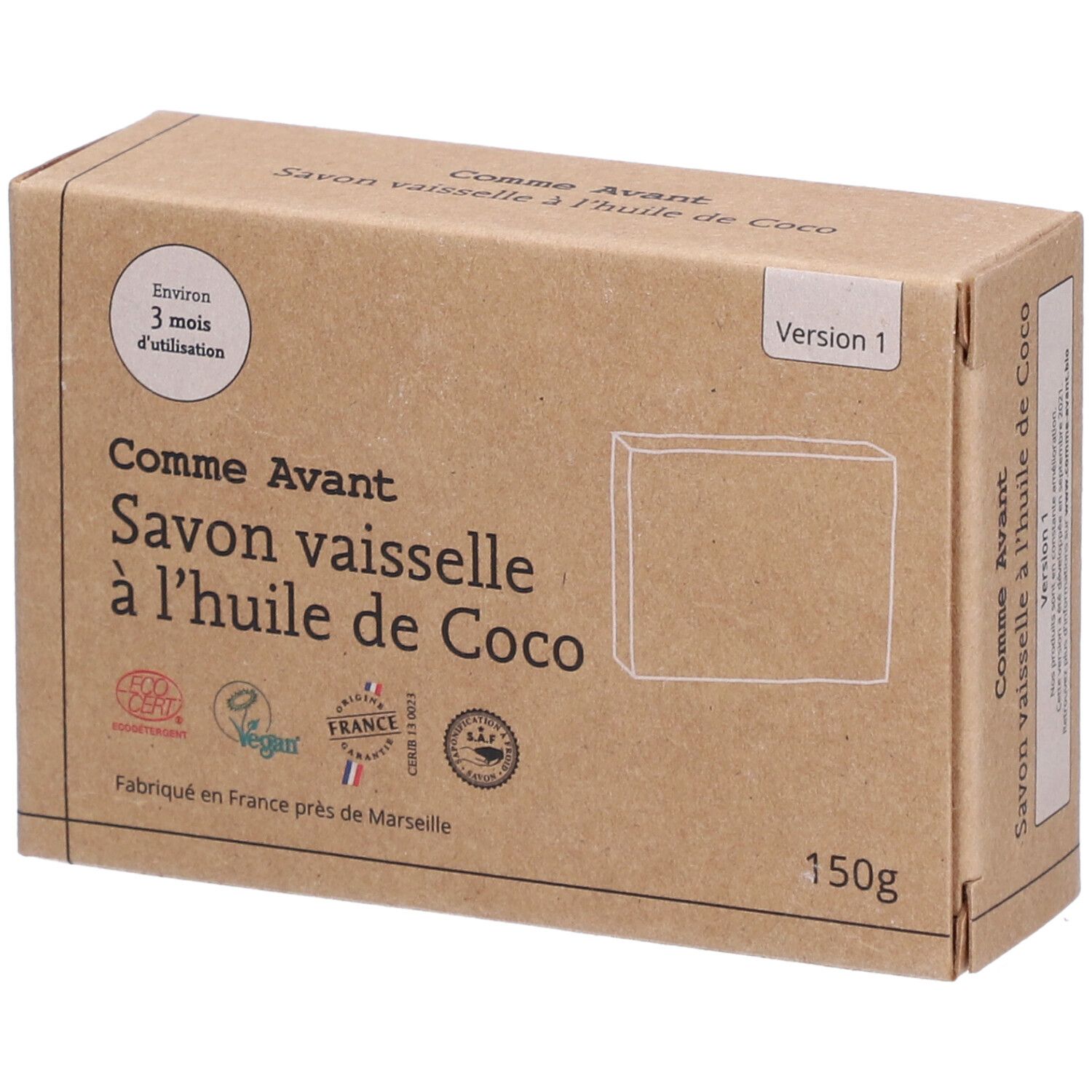 Comme Avant Savon vaisselle à l'huile de coco 150 g Savon