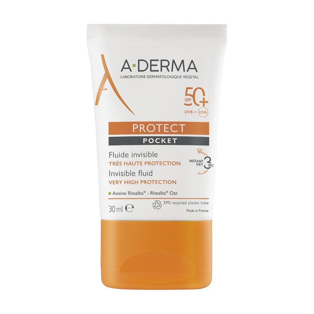 A-Derma Protect Fluide Solaire Visage Invisible Pocket - Spf50+ Émulsion 30 Ml Nourrisson - Image 1