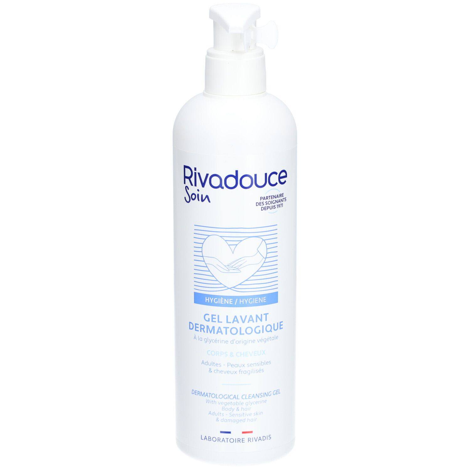 Rivadouce Rivadouche Gel Lavant Dermatologique Corps Et Cheveux - Flacon 500Ml + Pompe Montée Nettoyant 500 Ml