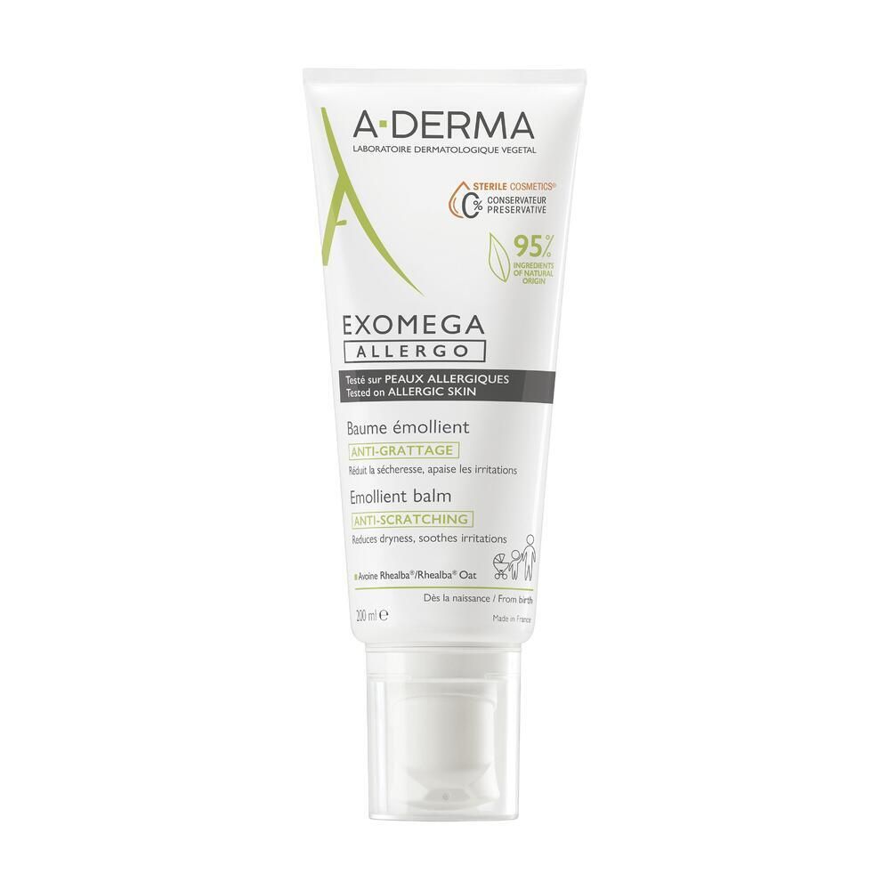 A-Derma Exomega Allergo Baume Émollient Anti-Grattage Cosmétique Stérile Crème Pour La Peau 200 Ml Enfants