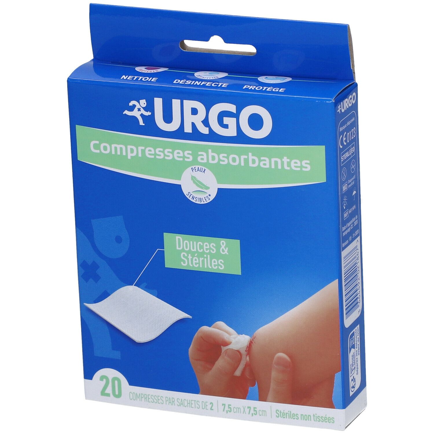 URGO Compresses Absorbantes Douces & Stériles NT 7,5 x 7,5 cm 20 pc(s) Compresses