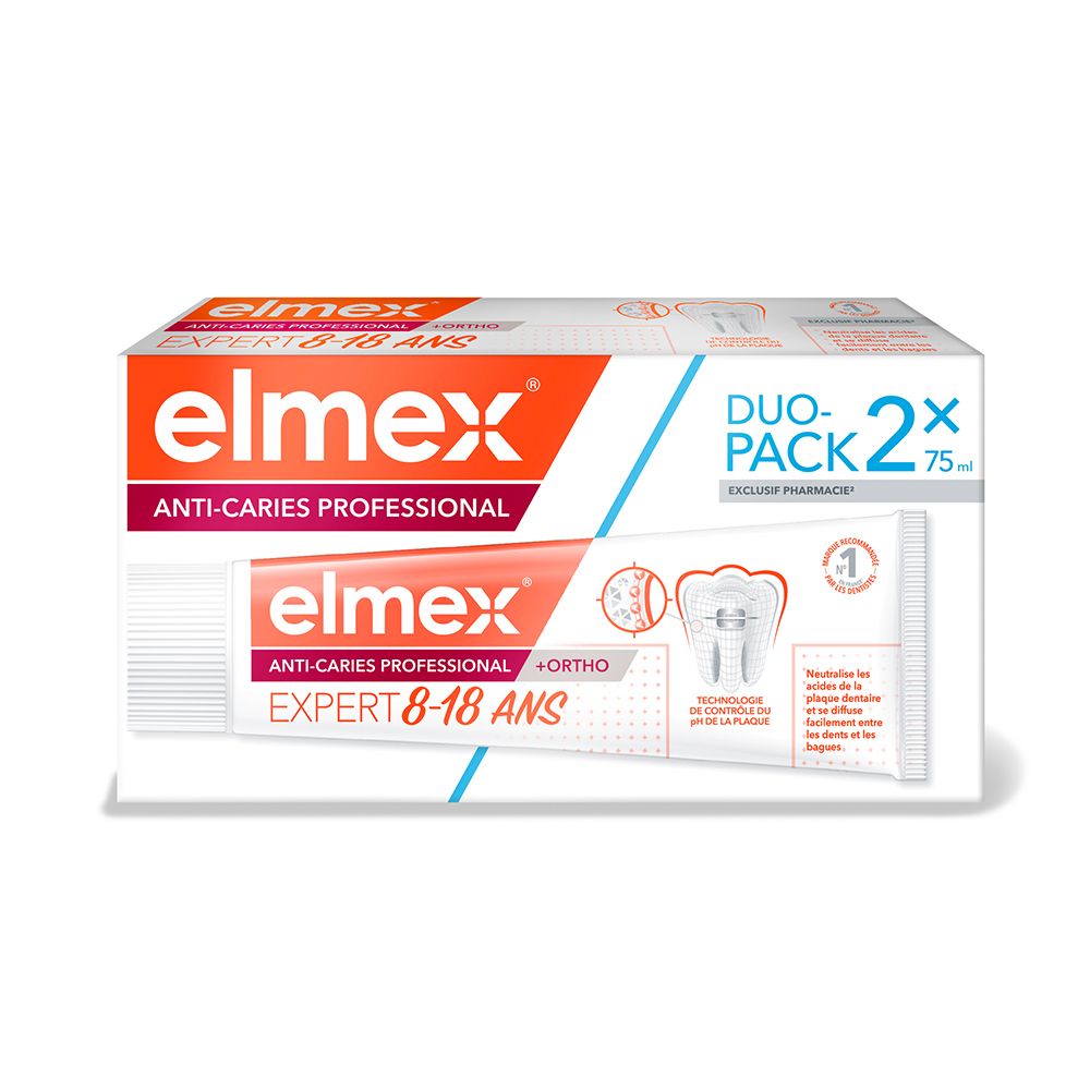 Elmex Dentifrice Anti-Carries Professional Junior Goût Menthe 2X75ml - Image 3