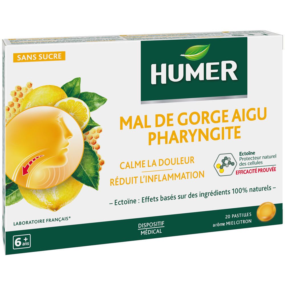 Humer Pharyngite Mal De Gorge Aigu Miel/Citron Pastilles Comprimé(S) À Sucer 30 Pc(S) Enfants