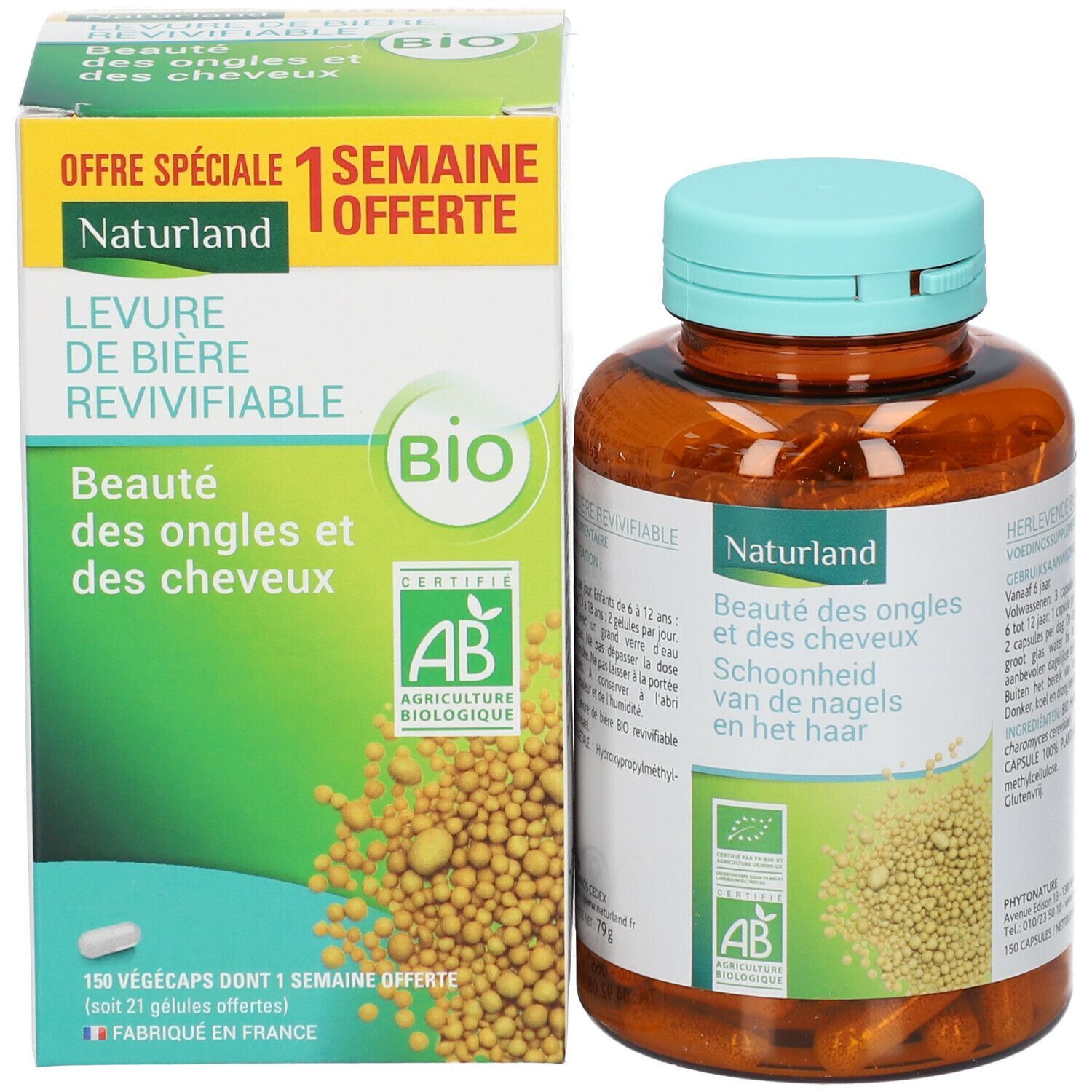 Naturland Levure de bière Revivifiable Bio - Végécaps 150+21 pc(s) Capsule(S)