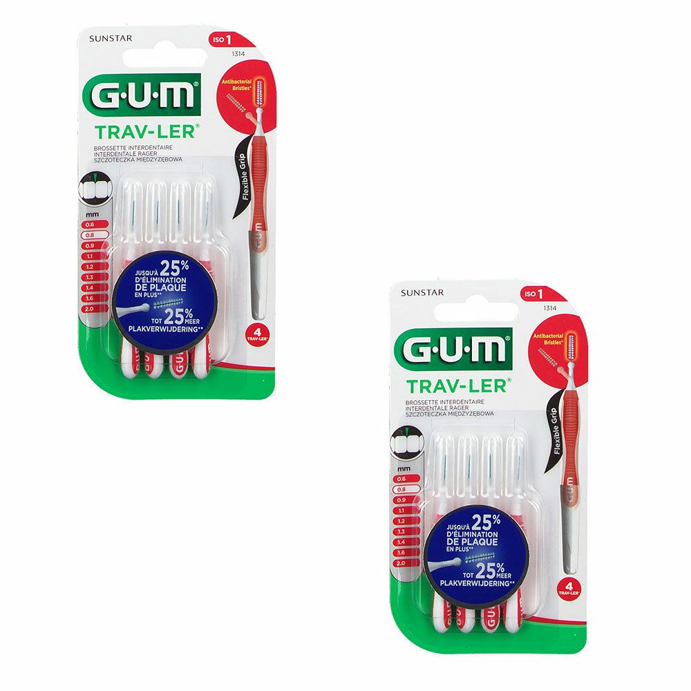 GUM® Proxabrush Trav-ler brossette interdentaire 0,8 mm 2x4 pc(s) brosse(s) à dents